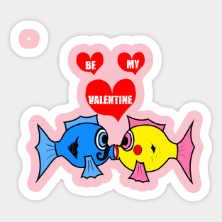 Be My Valentine Kissing Fish Sticker